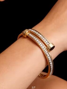 Macy's Gold Crystal Double-Row Cuff Bracelet
